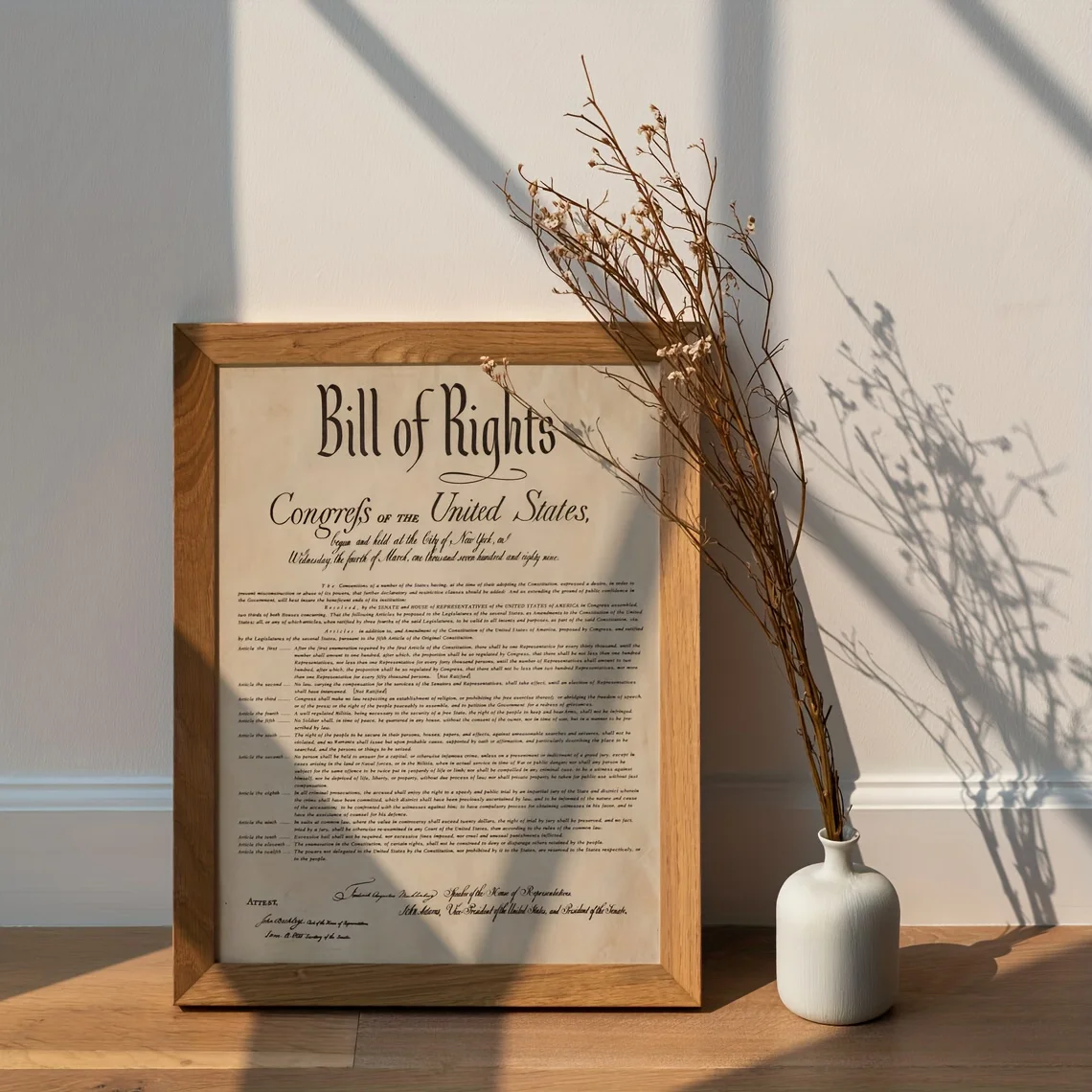 The Bill Of Rights The Constitution of the United States USA Patriotic Canvas Living Room Home Decor Wall Art No Framed