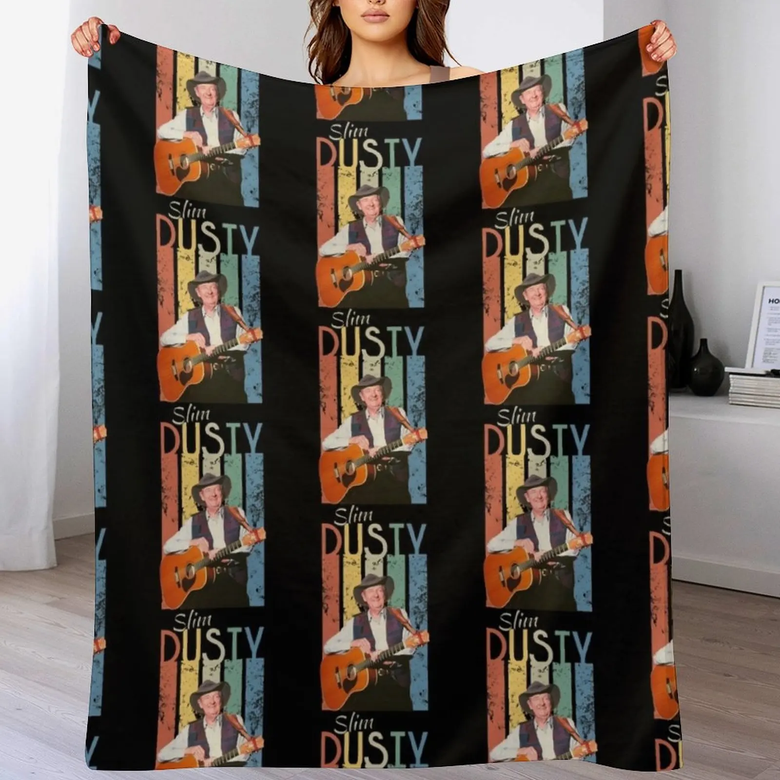 

Slim dusty with Guitar Music - RIP Legend Fitted Throw Blanket blankets ands Hairys Blankets