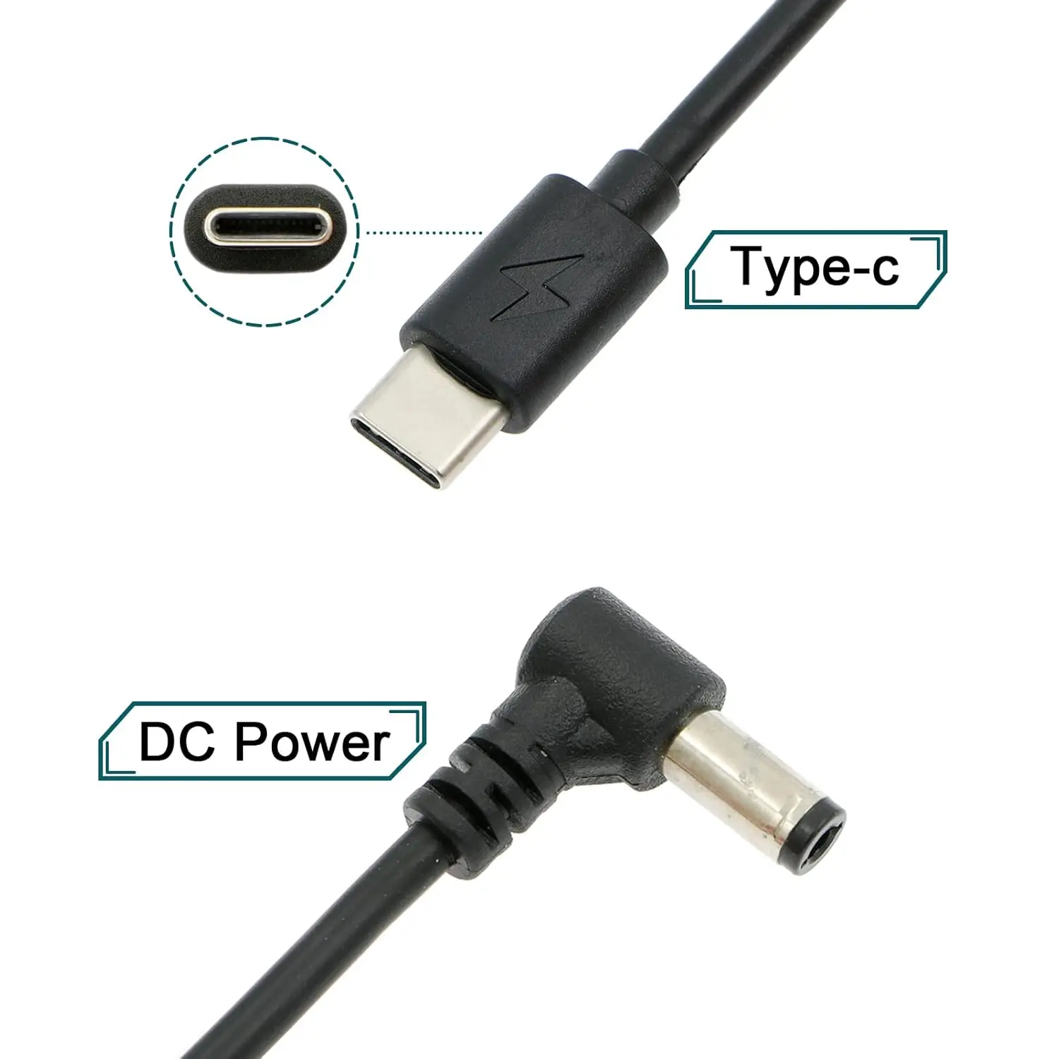 Alvin's Cables PD USB-C Type-C to DC 5.5 x 2.5mm 12V Power Cable for Blackmagic Video Assist| Atomos Shogun| SmallHD| Feelworld