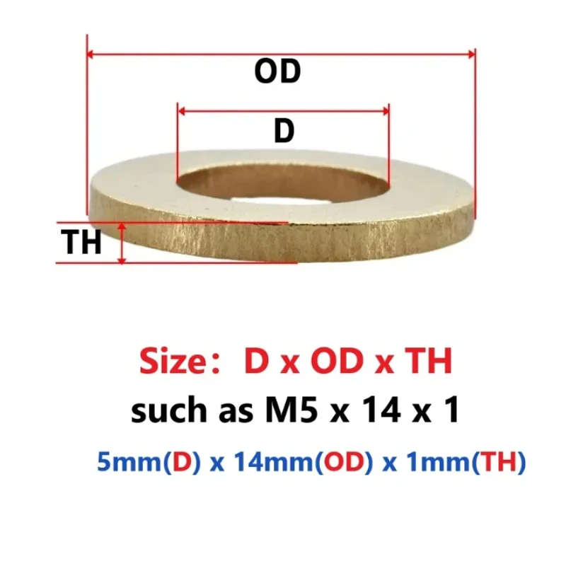 M2 M2.5 M3 M4 M5 M6 M8 M10 M12 M14 M16 M18 M20 M22 M24 Brass Flat Washers Solid Brass Plain Gaskets Pads Copper Meson Pad Spacer