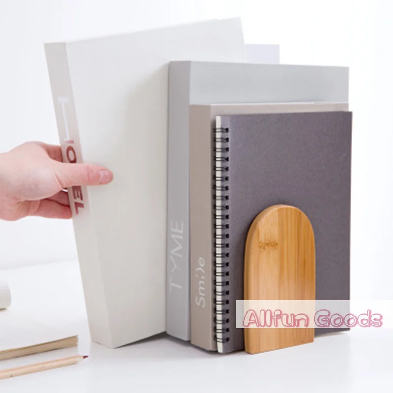 [TG835]Nature Bamboo Desktop Organizer Bookends Book Ends Stand Holder Shelf Bookrack