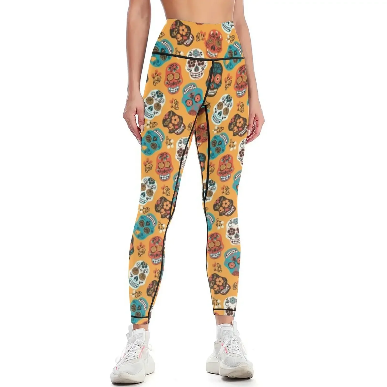 

Mexican Skulls Flowers pattern Dia de los muertos Leggings Women sportwear Sports female Sweatpants Womens Leggings