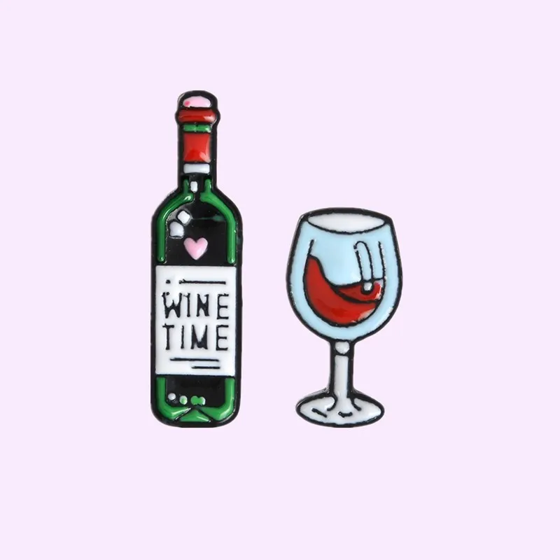 Mini Pin esmaltado para copas de vino, broches para copas de vino, insignia para amantes, alfileres para mejores amigos, pareja, venta al por mayor
