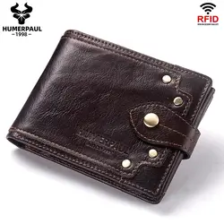 HUMERPAUL Luxurious100%Genuine Leather Wallet For Men Slim Minimalist Durable With Purse Coin Pocket Blocking Credit Card Holder
