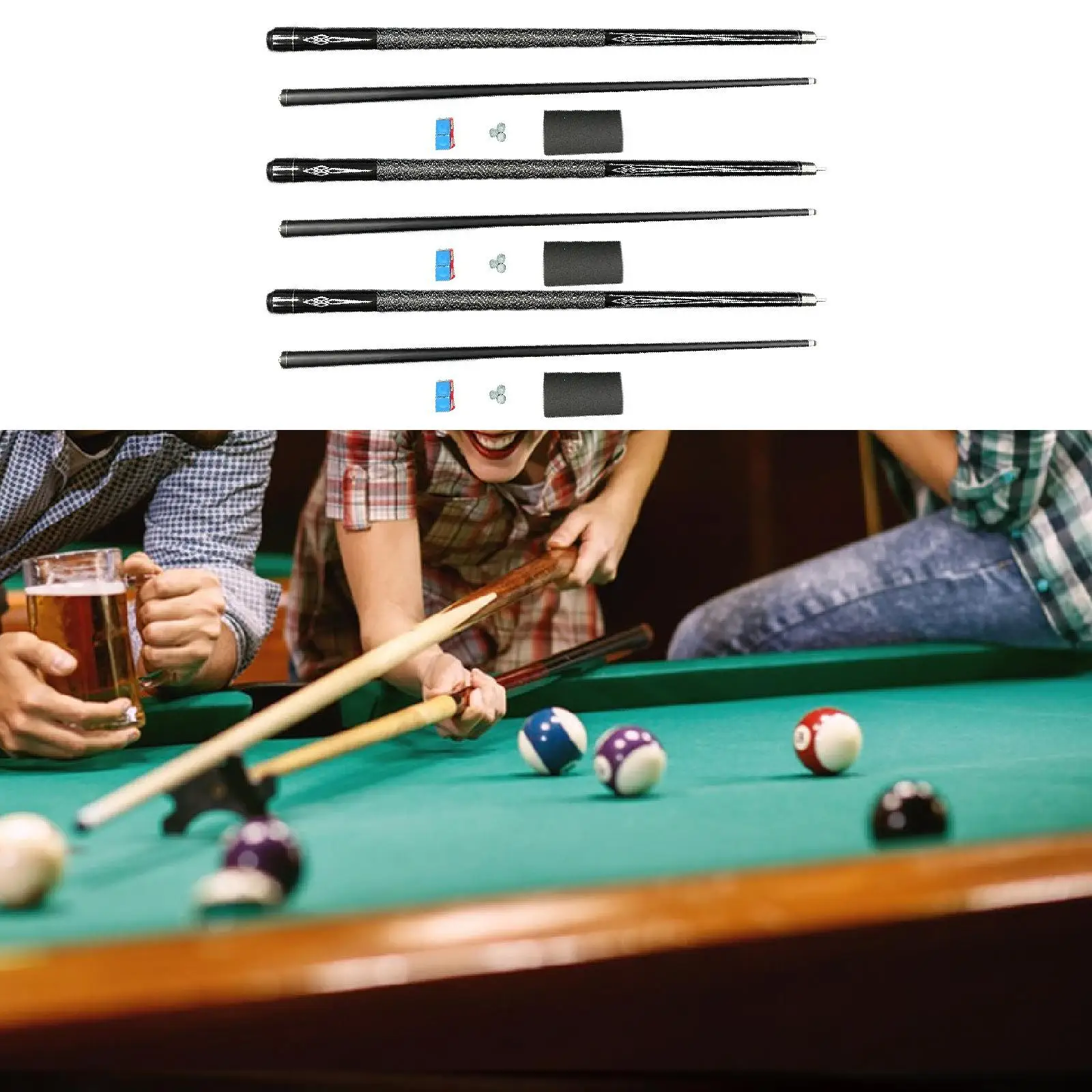 Pool Cue praktis bergaya portabel, panjang 146 cm untuk latihan Permainan Bar Pool