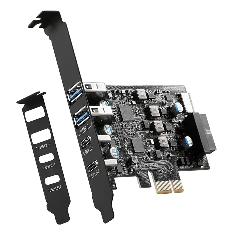 Pcie USB 3.0 Expansion Card 5Gbps PCI Express To USB Adapter Card Pcie USB Expansion Card, USB-C Pcie Card For Desktop PC