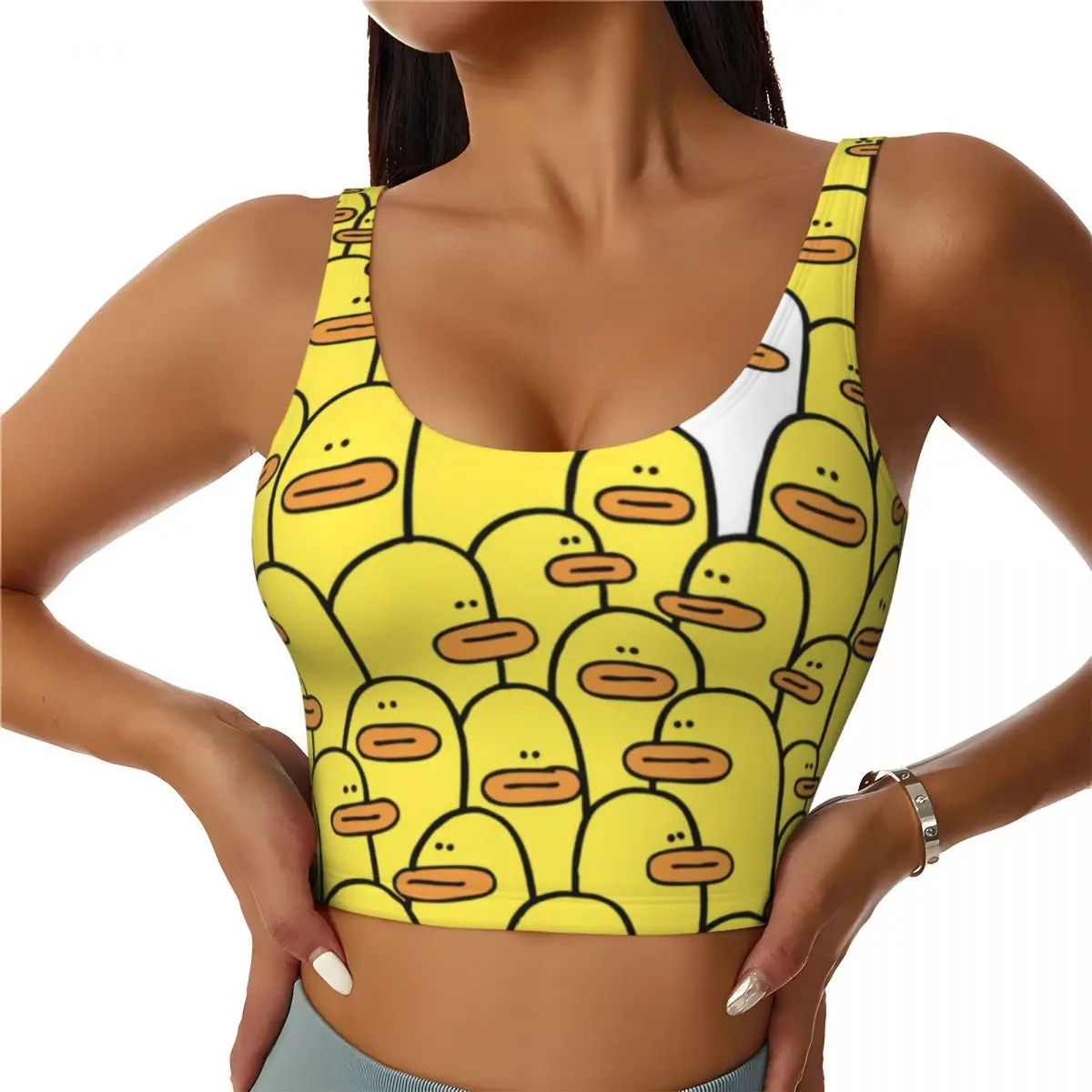 Custom Yellow Classic Rubber Duck Gothic Sports Bra for Women High Impact Workout Yoga Crop Top