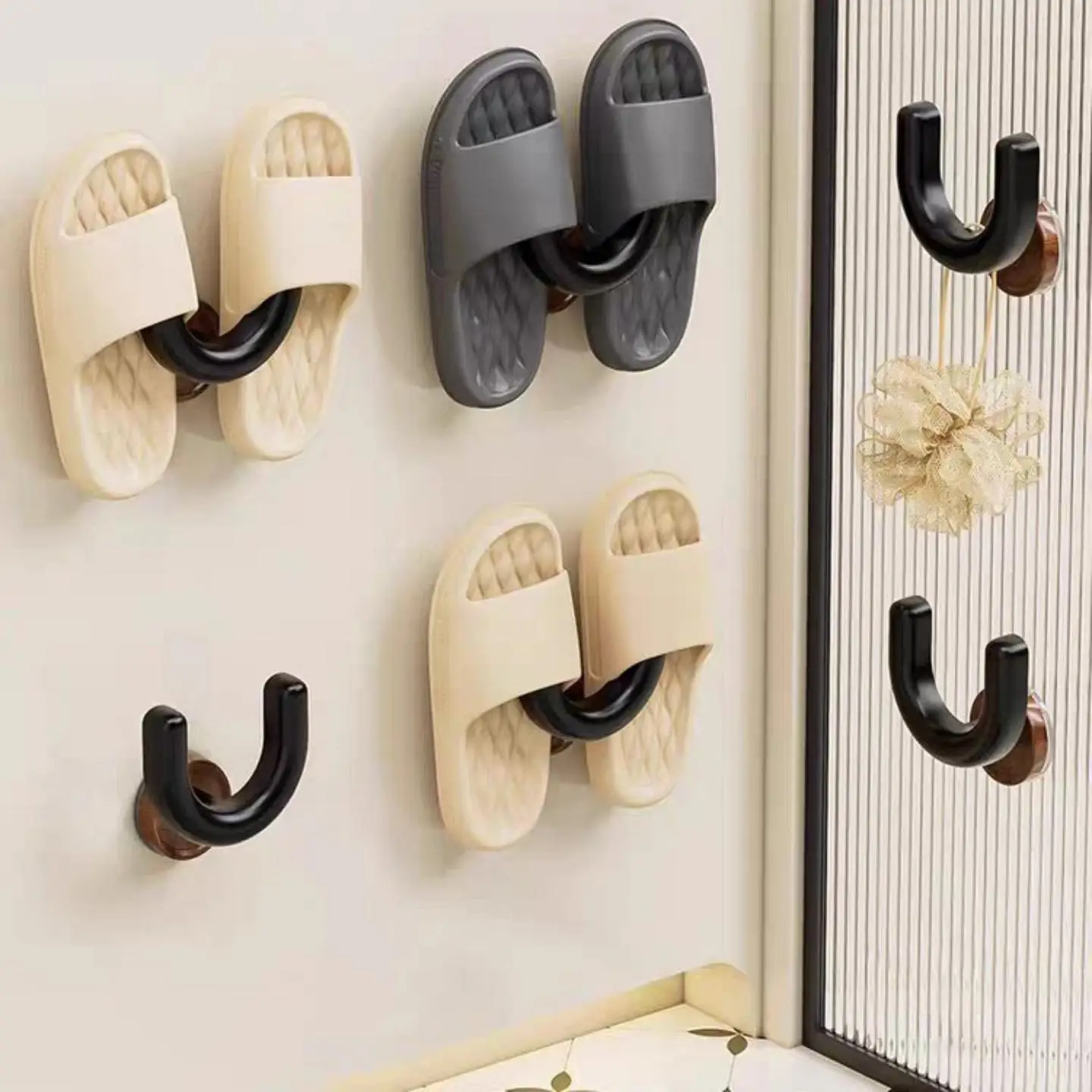 1PC Slipper Rack For Bathroom With Secure Suction Cup Mount Non Perforated Wall Drain Hook For Daily Use In Humid Environments