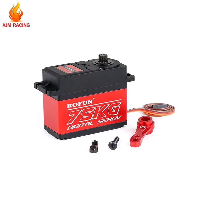 Servo sterzo grande in metallo da 75 kg e braccio bifacciale 15T/17T per parti di camion 1/5 Hpi Rovan Km Baja Losi FG Mcd Redcat Ddt Fid