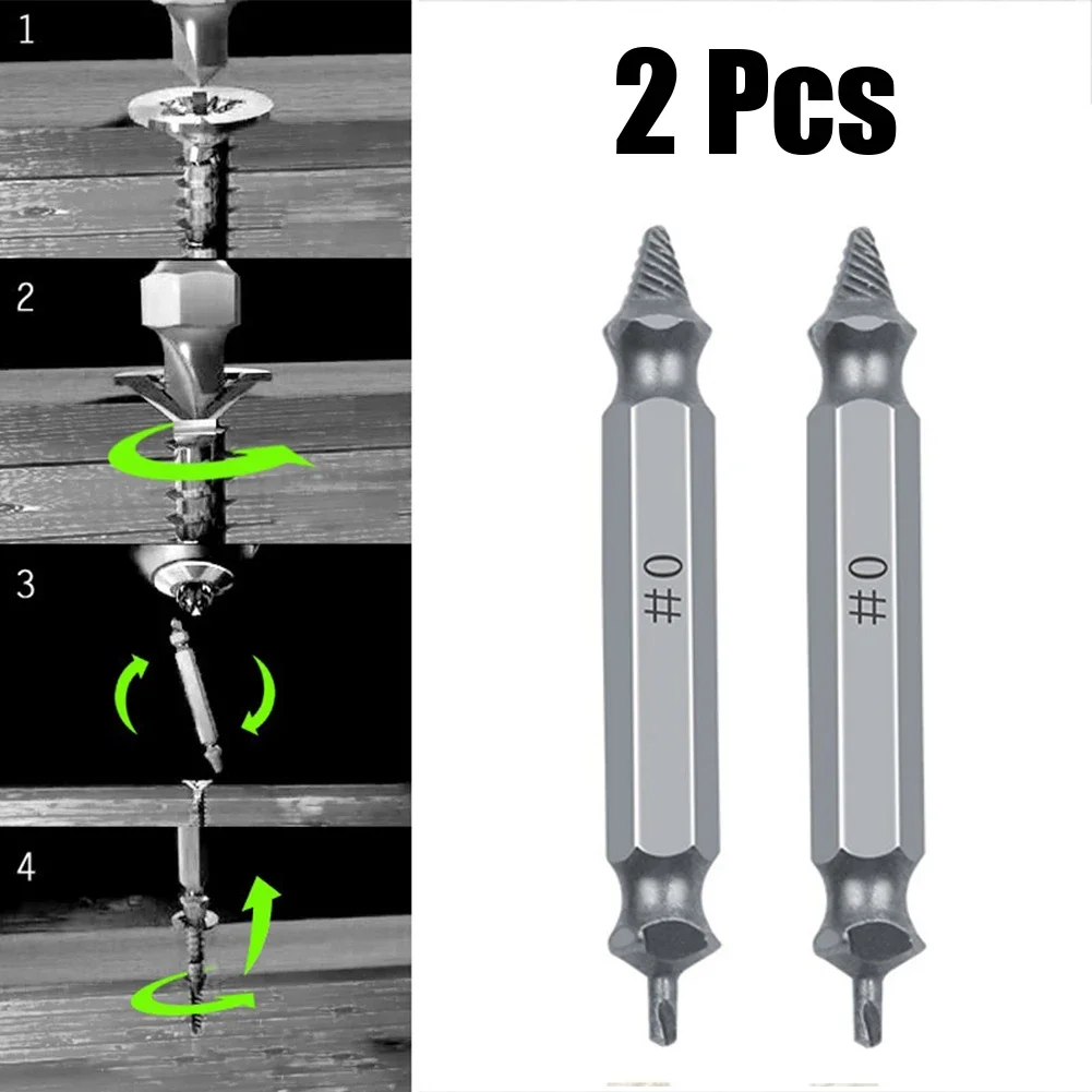 2 pz #0 trapano a doppio lato estrattore di viti danneggiate rimozione vivavoce Kit di strumenti per la rimozione del perno del bullone rotto