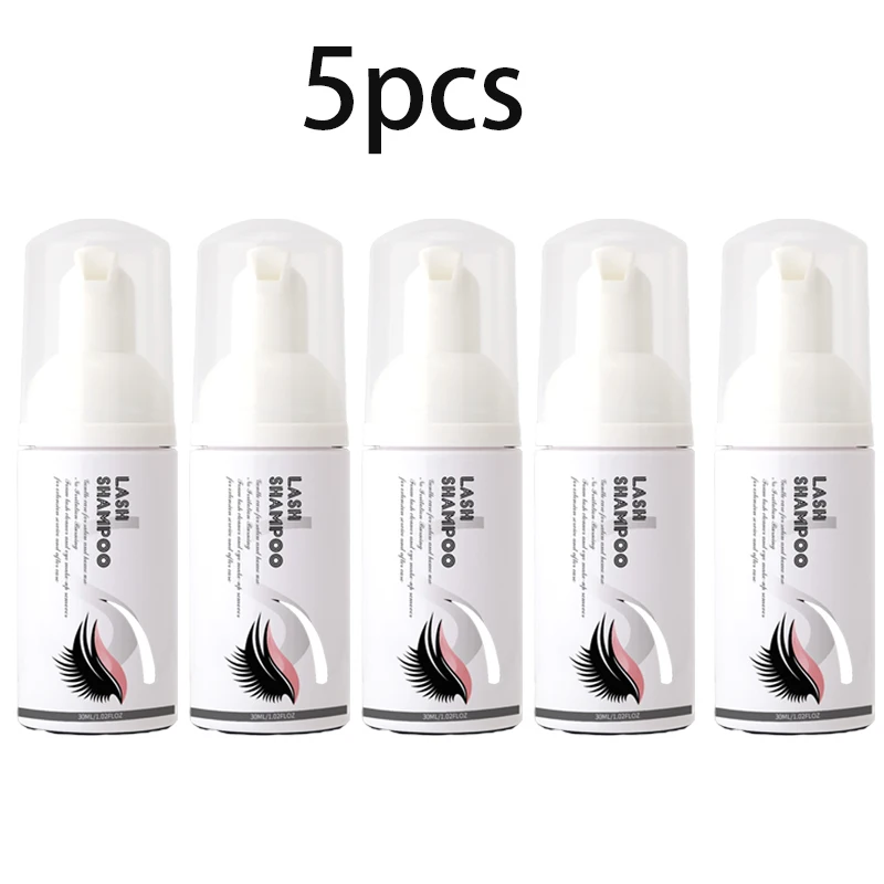 

1/5PCS 30ml Eyelash Extension Shampoo Eyelid Foaming Cleanser Makeup Remover Glue Supplies for Professional & Home Use for Women