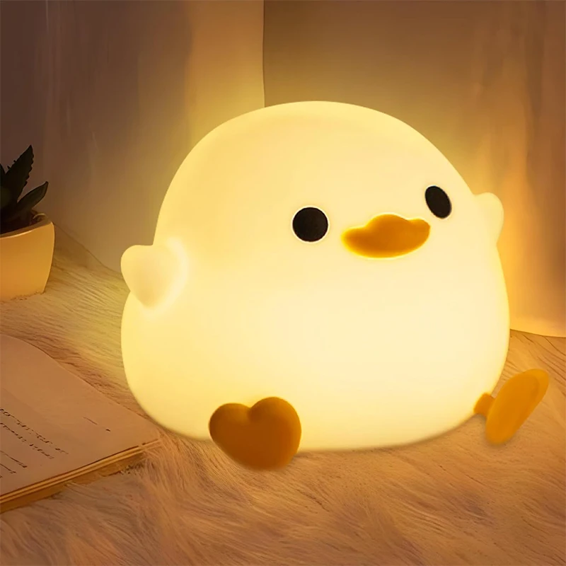 

DoDo Duck Night Light, Cute Duck Lamp, Rechargeable Dimmable Nightlight, Silicone LED Bedside Lamp Nursery Touch-Sensitive