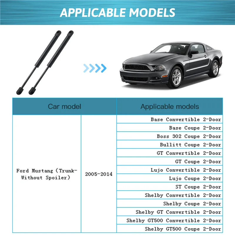 2Pcs For Ford Mustang(Without Spoiler) 2005-2014 Rear Car Accessories Trunk Tail Gate Tailgate Boot Gas Spring Shock Lift Struts