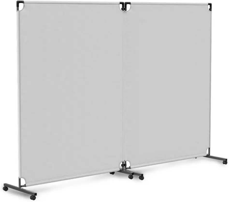 Steel-AID 100-inch Rolling Privacy Room Divider - Freestanding Office Wall Partition with Non See-Through Blackout Screen - Stur