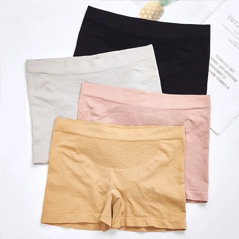 Women Boyshorts Pants Stretch Seamless Panties Ladies Summer Middle Waist Safety Boxer Solid Color Briefs Underwear Boy Shorts