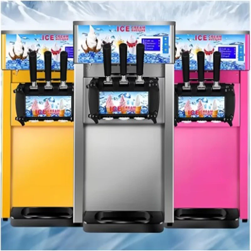 Desktop Tri Color Stainless Steel Ice Cream Maker With English Operating System Dessert Sweet Cone Vending Machine