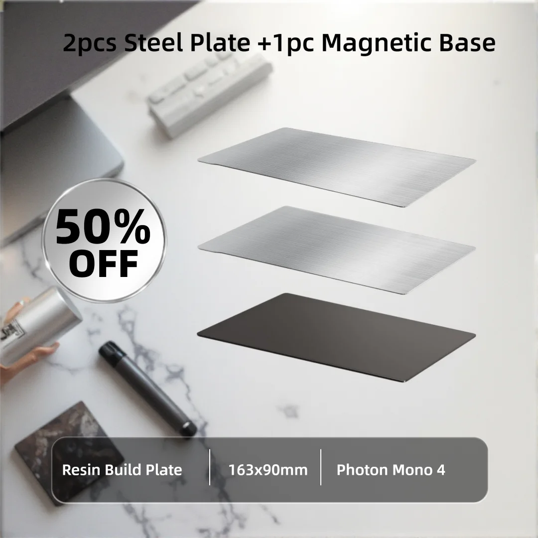 

3D Printer Resin Magnetic Flexible Build Plate for Anycubic Photon Mono 4/Mono 4 Ultra 2Pcs Steel Plate+1Pc Magnetic Base