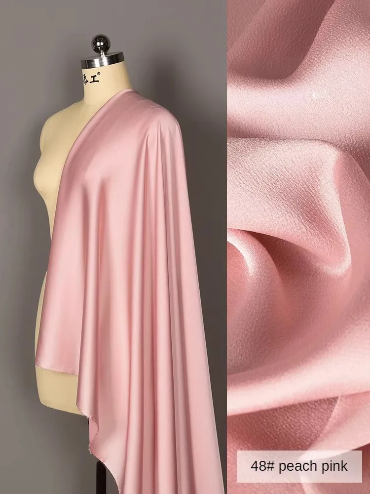 Summer Glossy Bubble Satin Fabric By The Meter for Shirts Hanfu Skirts Sewing Thin High-grade Plain Cloth Breathable Drape Silky