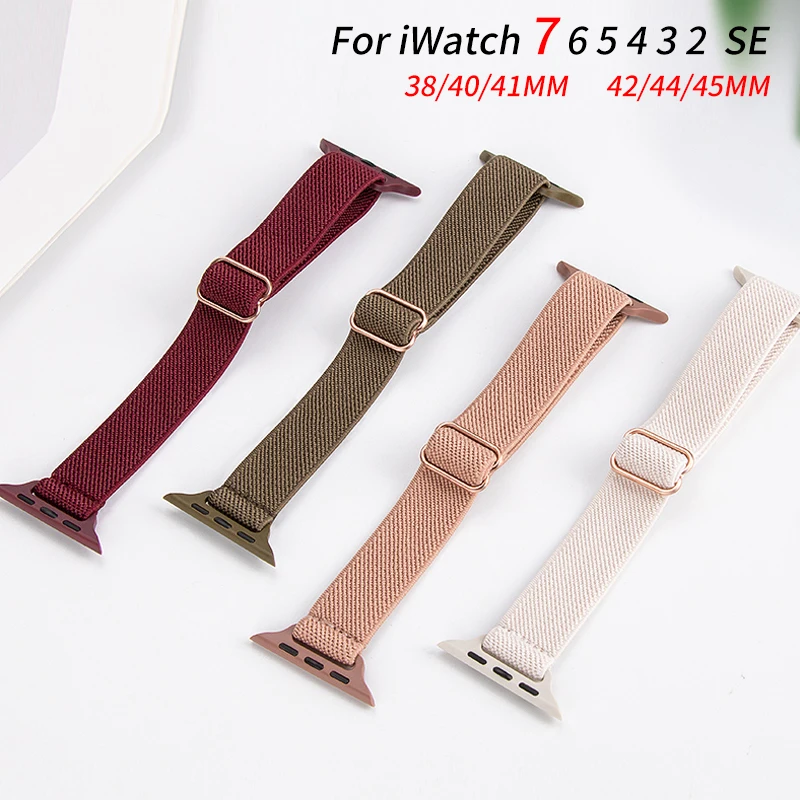 

Slim Scrunchie Strap for Apple watch band 45mm 41mm 42mm 40mm Elastic Nylon solo Loop bracelet for iWatch 3 4 5 6 se 7 44mm 38mm