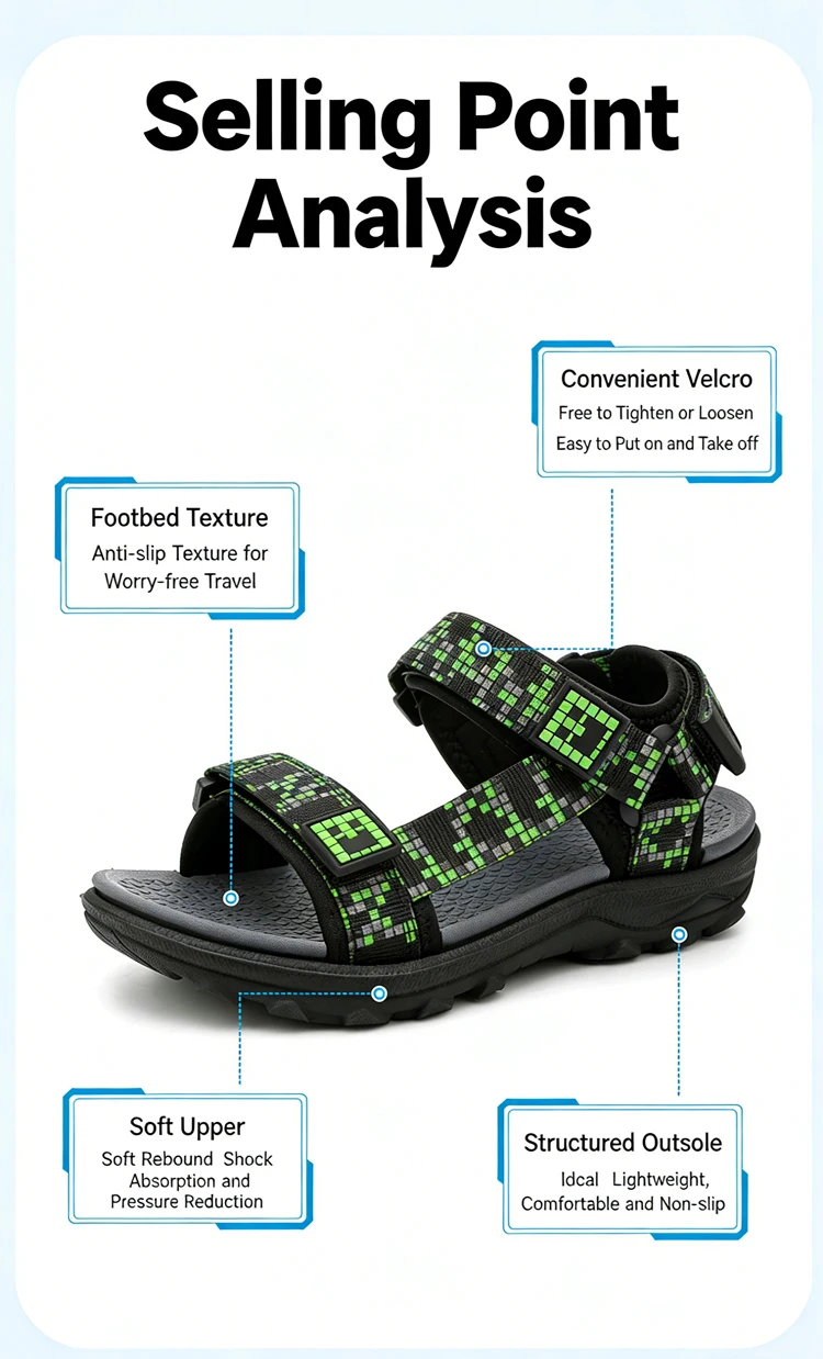 Kinder Casual Flache Sandalen Jungen Sommer Strandschuhe Atmungsaktive Offene Zehen Rutschfeste Kinder-Laufschuhe – Detail 5