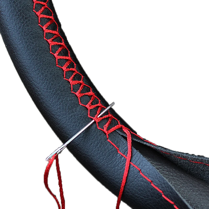DIY 42 45 47 50cm Steering Wheel Covers soft Leather braid on the steering-wheel of Car With Needle and Thread Car Accessories
