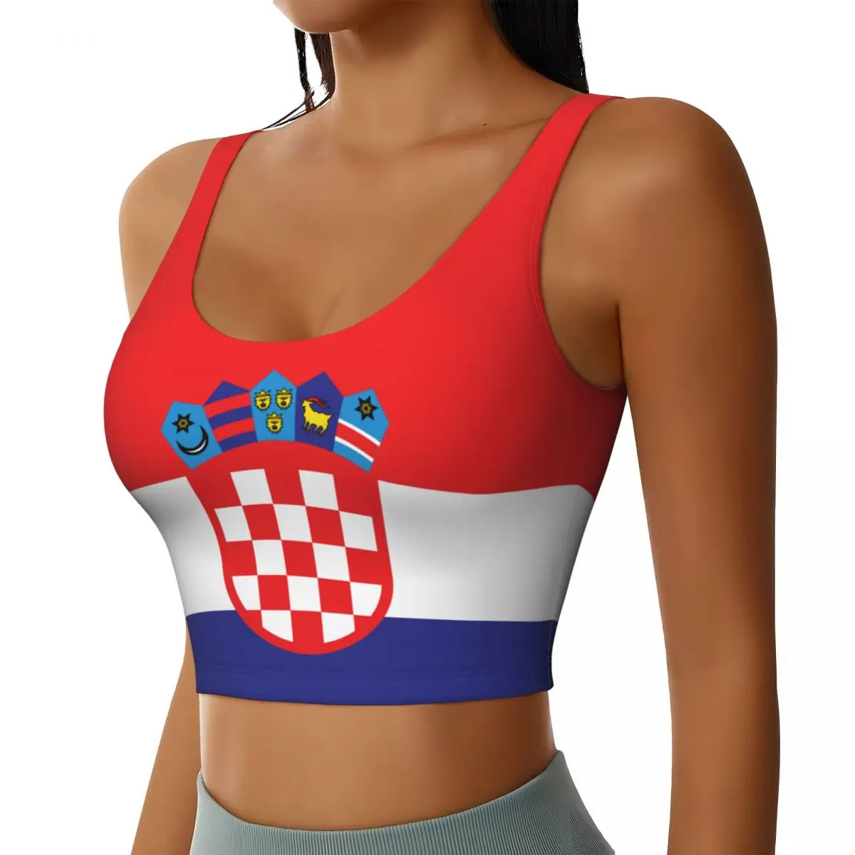 Yoga Vest Women Gym Sports Crop Tops Croatia Flag Streetwear Workout Breathable Tank Top Female