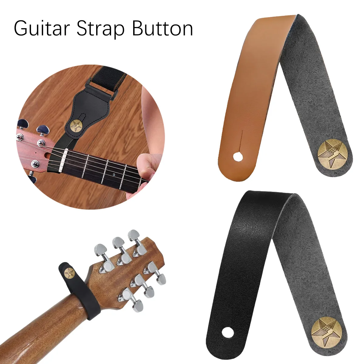 Miwayer Ukulele Guitar Neck Strap, Leather Strap Retainer Button Safe Lock for String Instrument Accessories