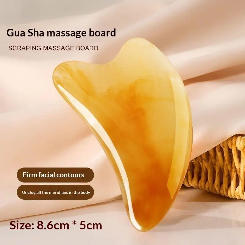 Harz-Gesichts-Guasha-Schabebrett, 1/2 Stück, tragbares Hautschabemassagegerät für Reisen, SPA, Hautpflege – Detail 7