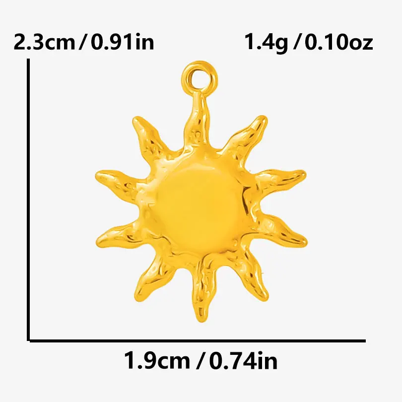 5pcs Gold Sun Charms for DIY Jewellery Making