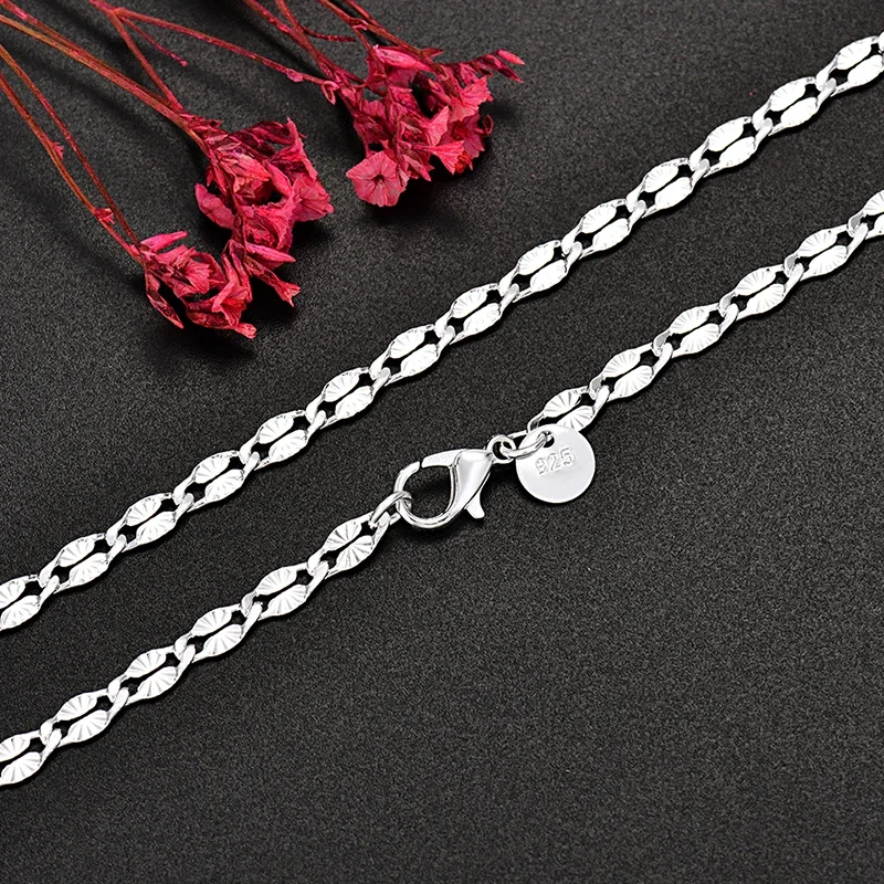 New fashion Versatile Jewelry Set 2pcs 925 Sterling Silver Special 4MM width Bracelet necklace for women boutique accessories