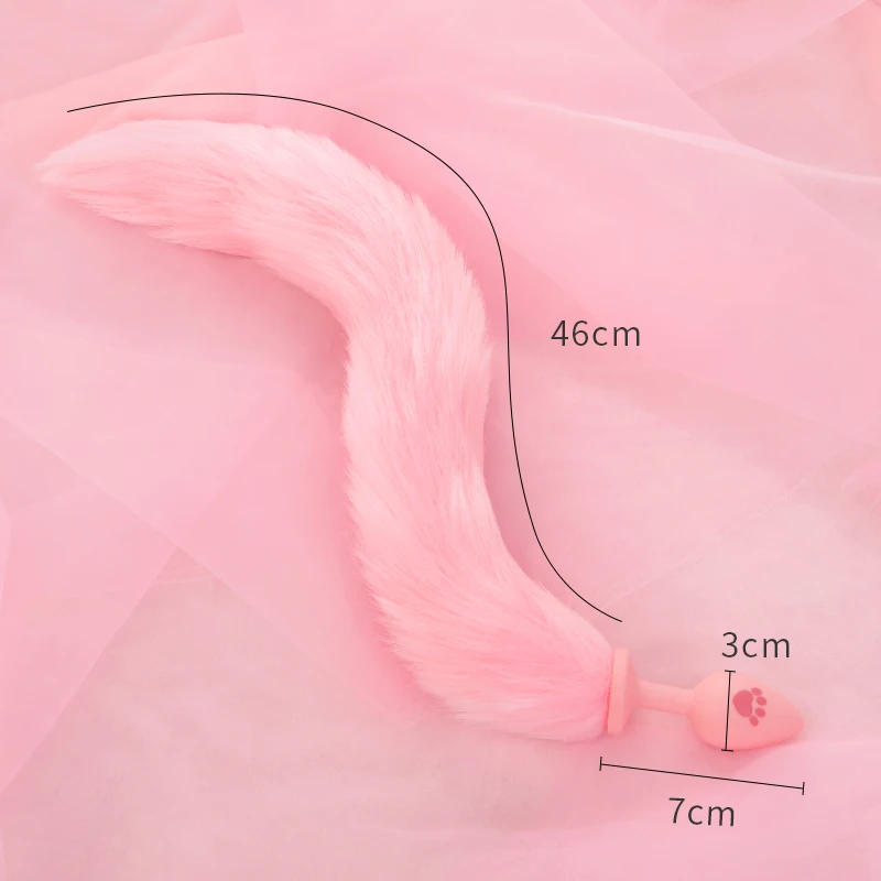 BLACKWOLF Cute Pink Silicone Anal Plug Soft Long Tail Butt Plug Adult Games Anal Beads Erotic Cosplay Sex Toys For Women