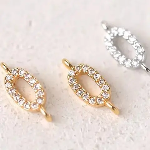 

Двойной кулон ручной работы своими руками, ювелирные изделия с медным покрытием, аксессуар из настоящего золота, выдолбленный овальный слегка набор циркониевых соединений