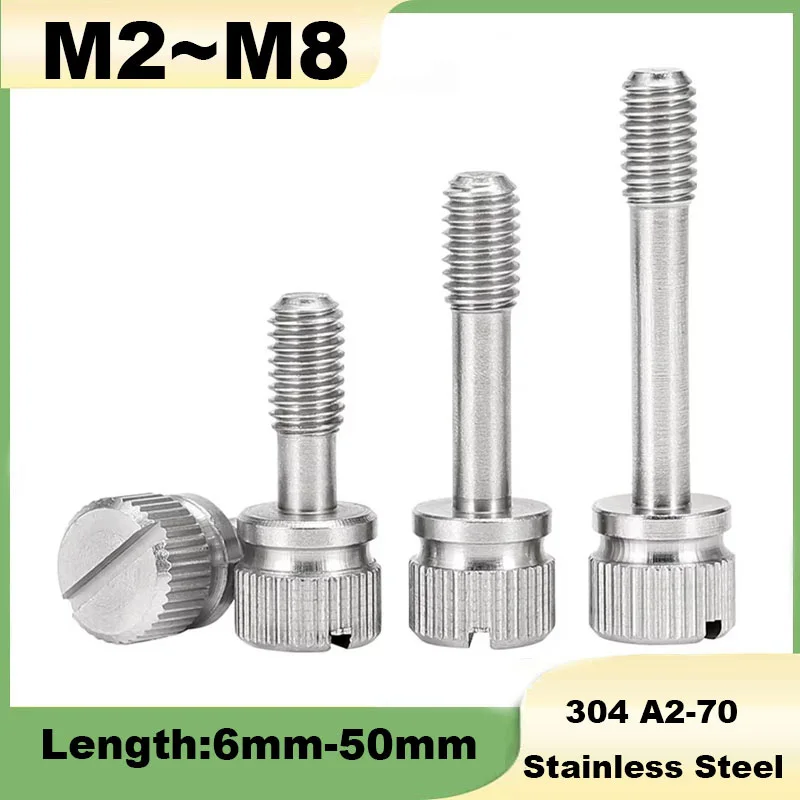 Anti-loosening Screw M2 M2.5 M3 M4 M5 M6 M8 GB839 304 Stainless Steel Short Head Slotted Captive Hand Screw Knurled Thumb Bolts