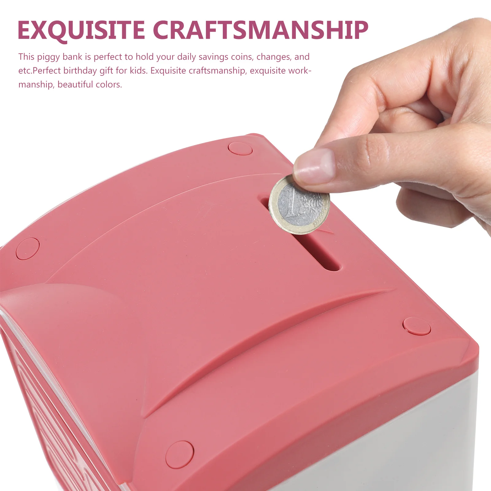

Fingerprint Sensing Cash Storage Box Piggy Bank Banks for Pink Plastic