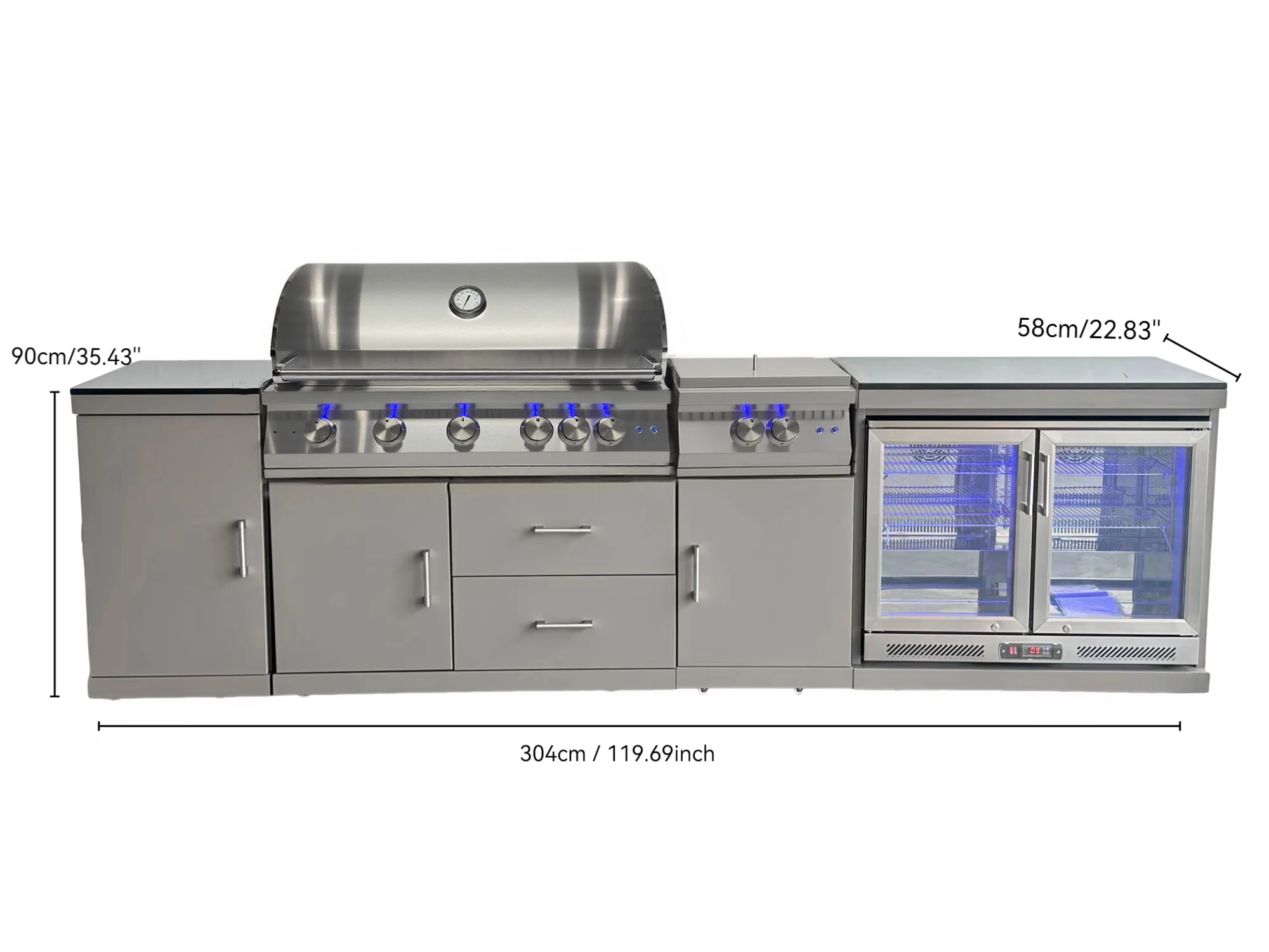 Factory Wholesale Gas Double Side Burner Outdoor Kitchen Bbq Gas Built In Grill Cooker 2 Burner For Cabinet