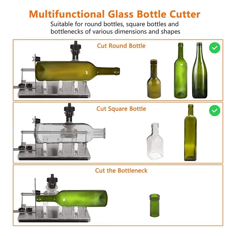 Imagem -02 - Cortador de Vidro Curve Glass Cutting Tools For Round Square Bottles And Bottlenecks Faça Você Mesmo Craft Kit Atualizado