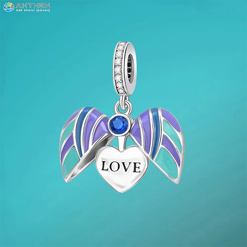 

Ahthen 925 Sterling Silver Hot Sale Beads I love mom Dangle Charm fit Snake Chain Bracelets Necklaces for Women Jewelry Making