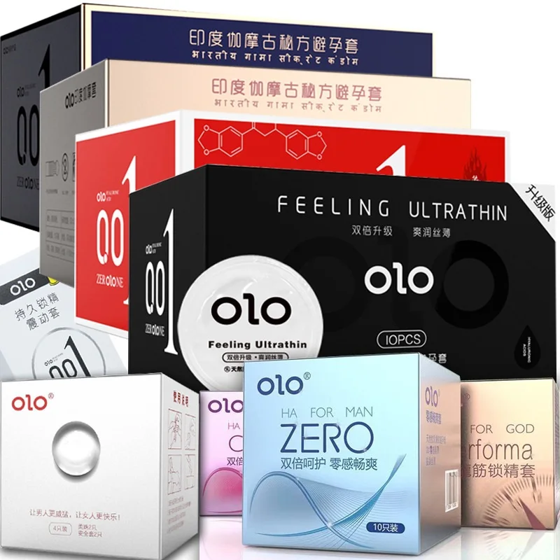 Olo Super Thin Condoms Sex Toys for Men Ejaculation Delay Hyaluronic Acid Condom Ultra-Thin Latex Penis Sleeve Sex Products