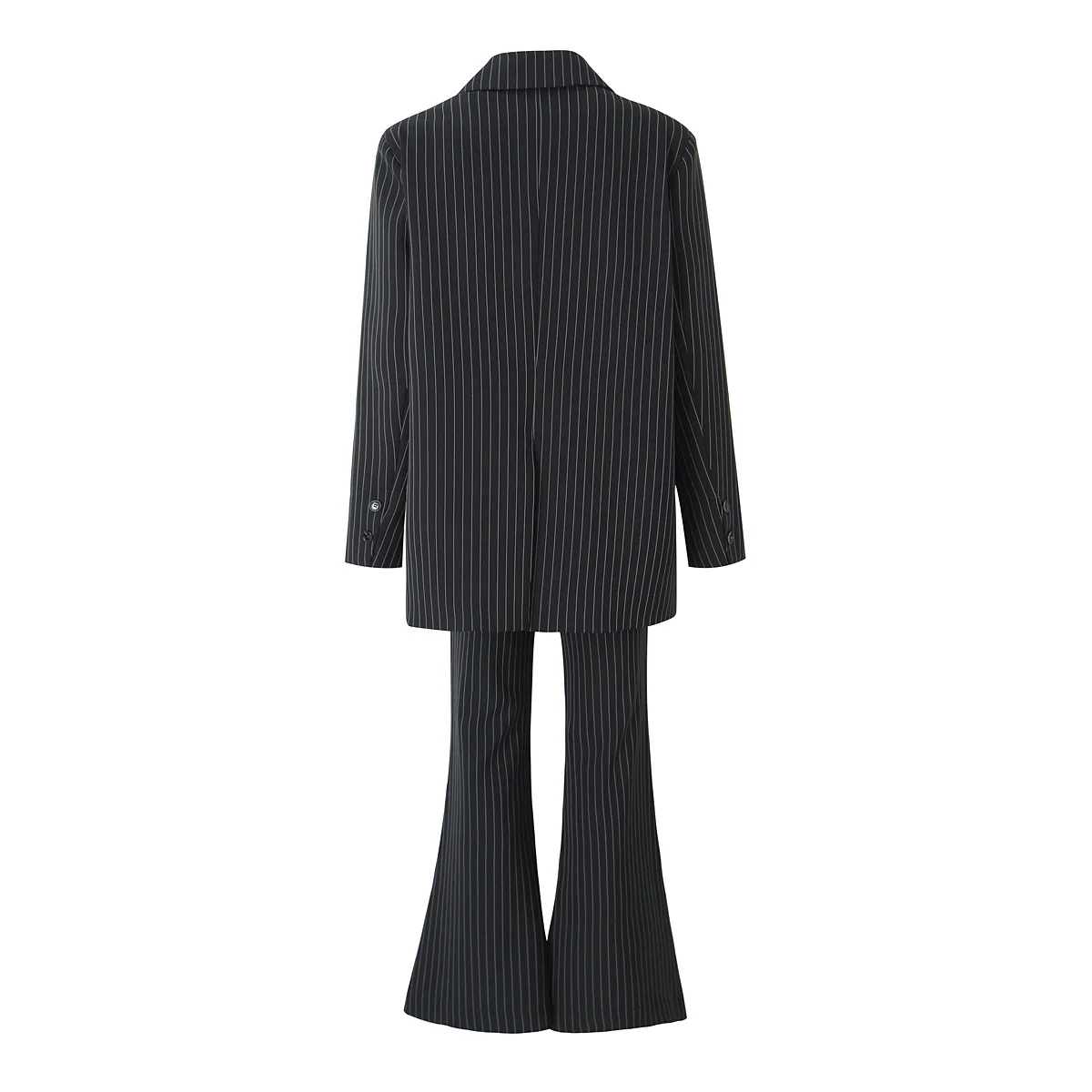 2024 primavera nero a righe oversize Blazer donna sciolto dentellato manica intera abiti a vita alta pantaloni lunghi svasati Halter canotte