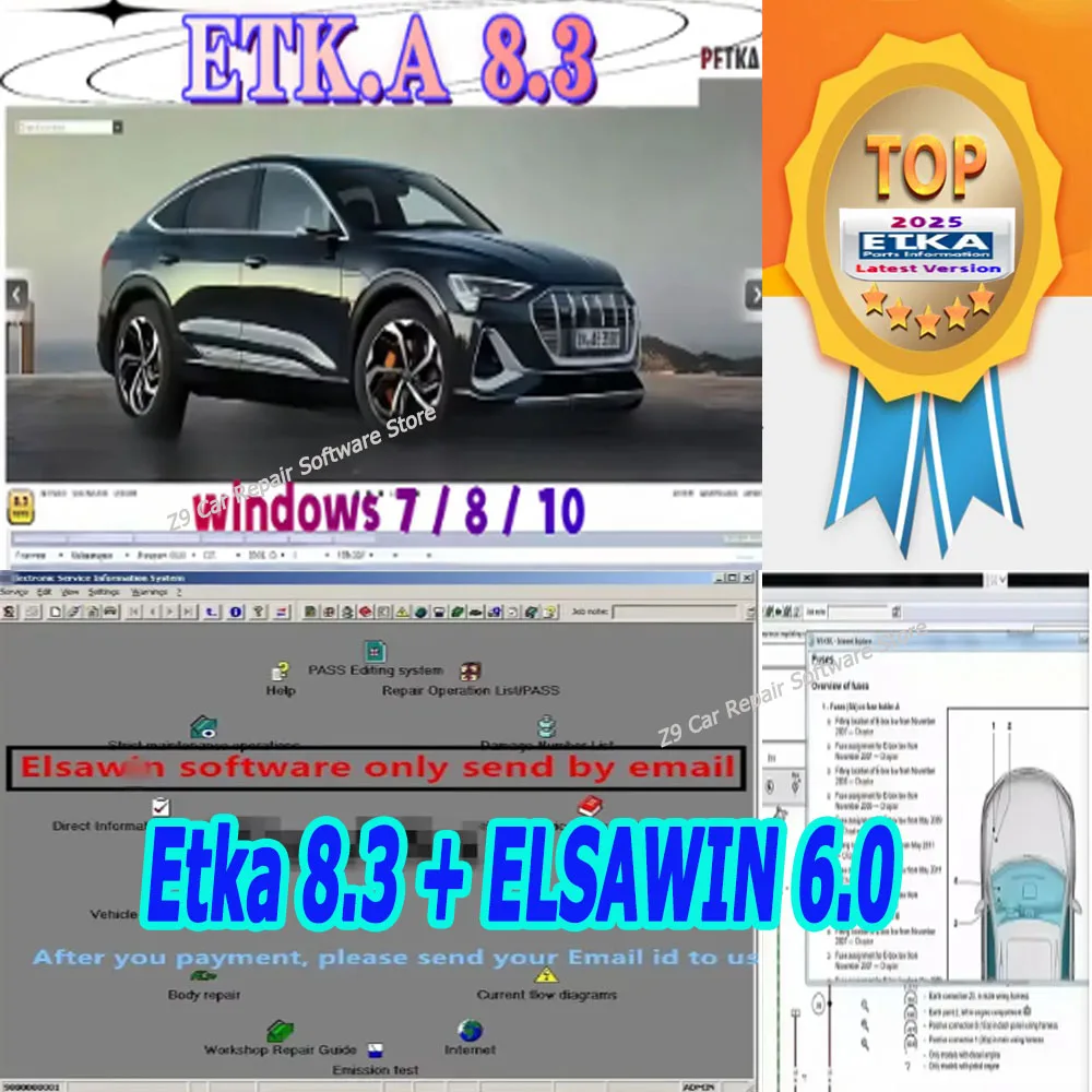 

Подходит для V/W+AU/DI+SE/AT+SKO/D Etka 8.3, оснащенных последним программным обеспечением для обслуживания ELSAWIN 6.0, электронными частями для автомобилей.