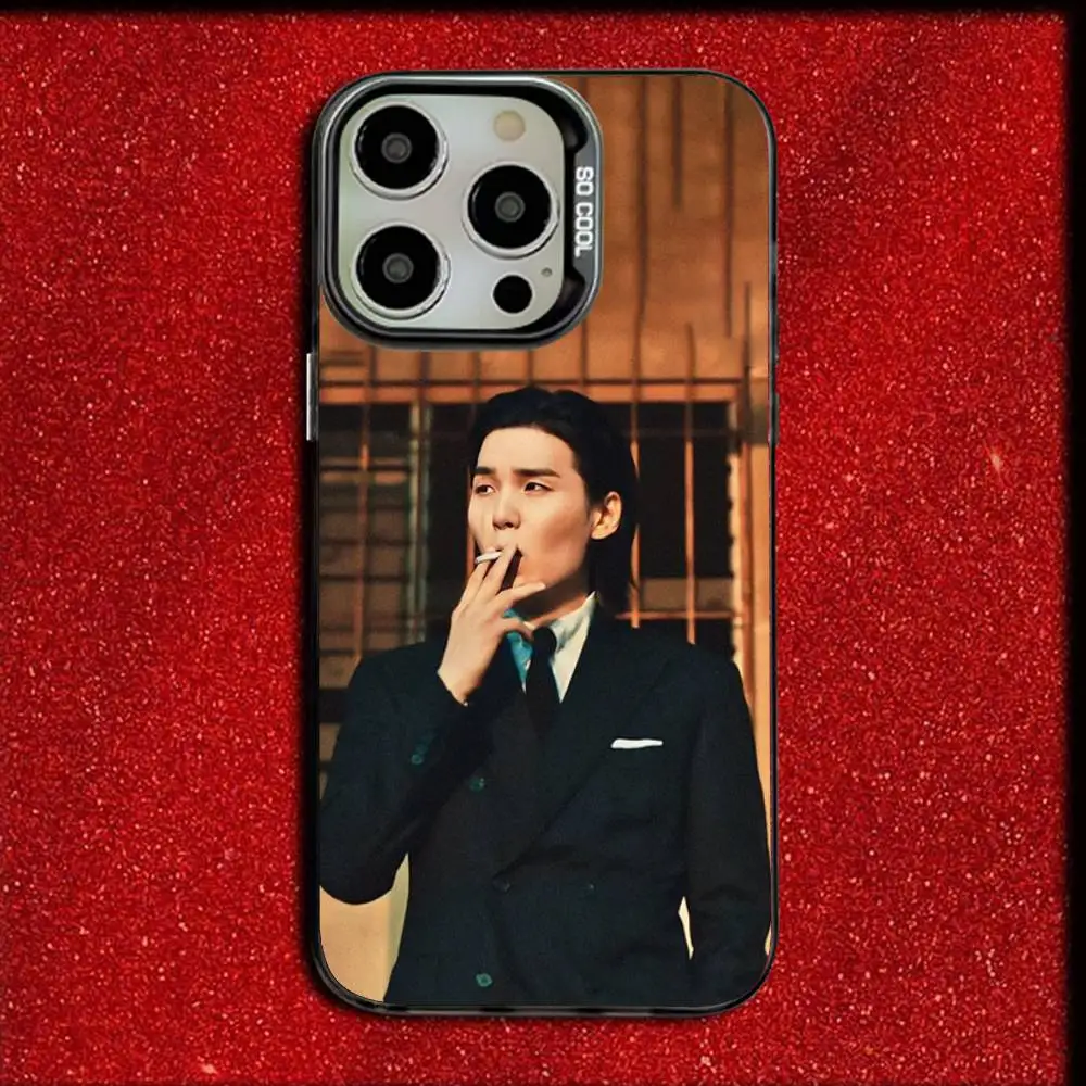 Rapper a-agust d m-min yoongi capa de telefone para iphone 16,15,14,13,12,11, mini, pro, e, se4, max doce fosco à prova de choque capa preta
