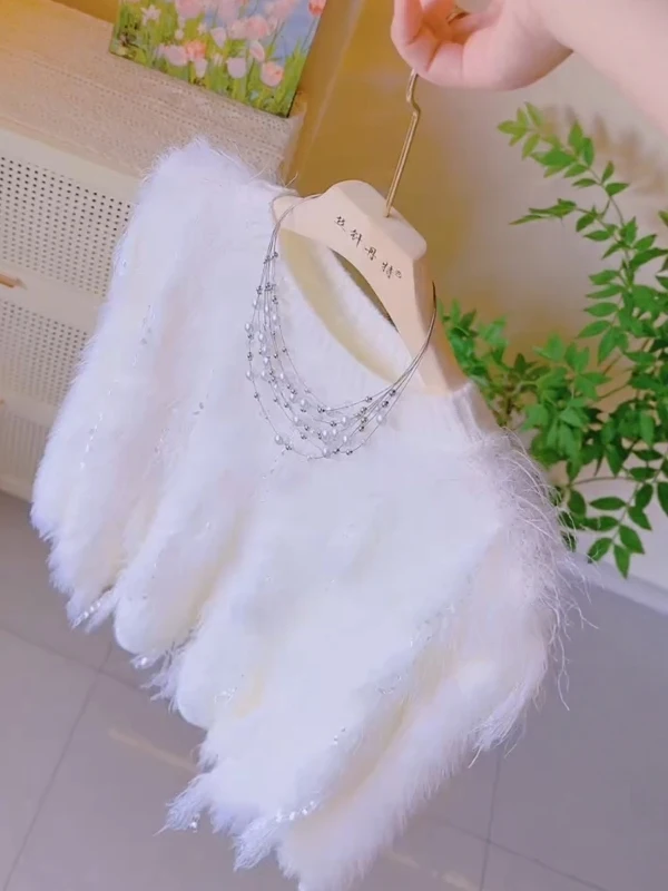 

Korean Sle Faionable Knitwear Women's Overhead Fringed Design Autumn New Arrival Fluffy Sweater Warmth Comfortable Long S...