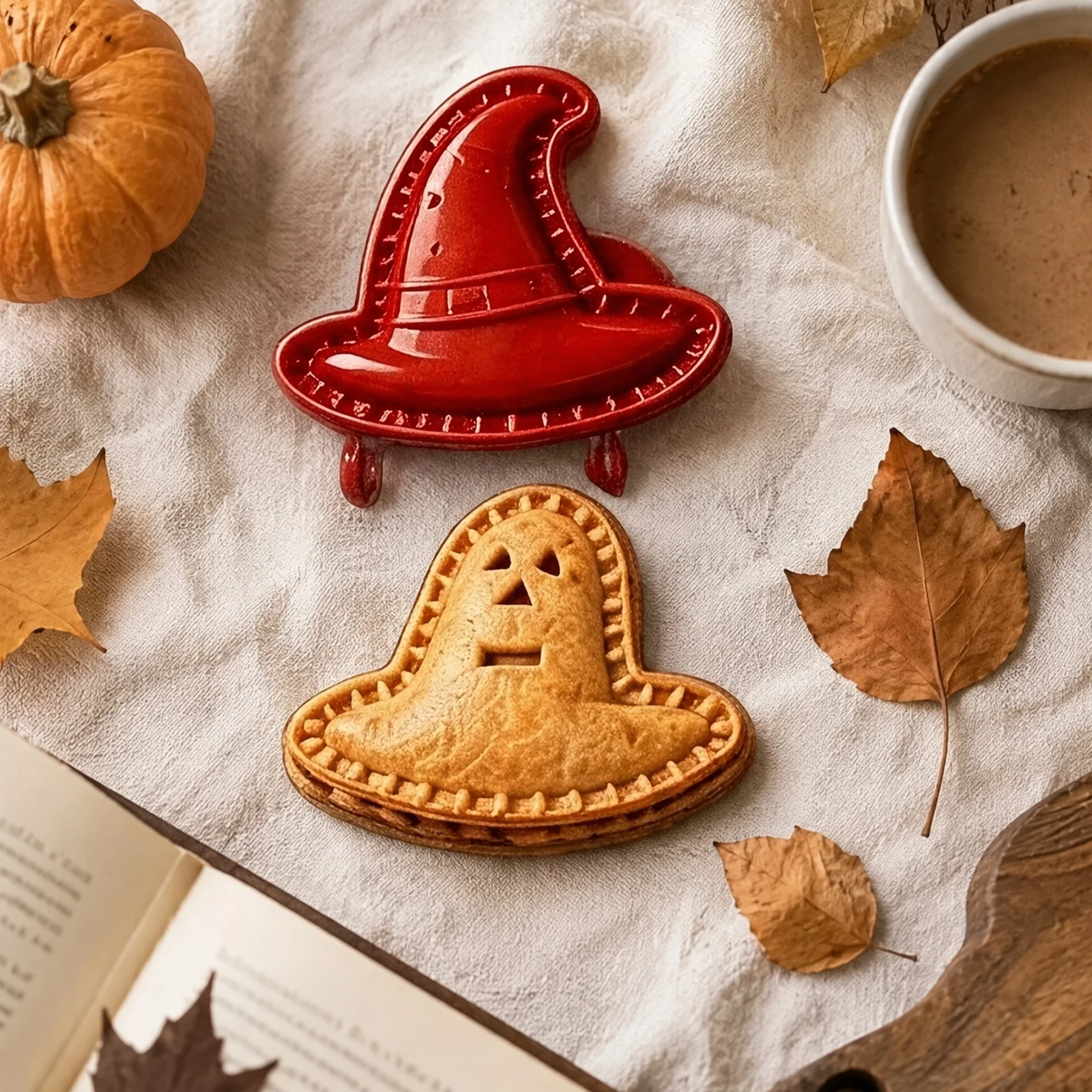1/8 Pcs Halloween Cookie Cutter Set – Pumpkin Ghost Bat Cat Witch Hat Skull Spider Web Haunted House Shapes, Easy Press Pie Mold