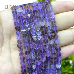 6MM Love Heart Natural Stone AA Amethyst Loose Spacer Beads for Jewelry Making Diy Earrings Bracelet Charms Accessories