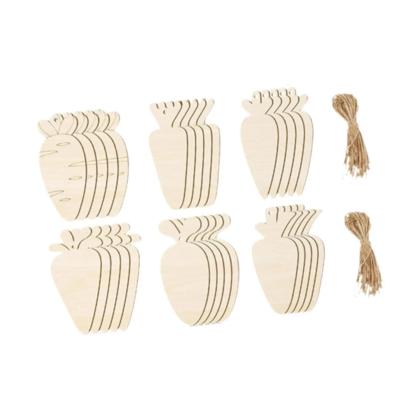 60Pcs Wooden Easter Carrot Shaped Cutouts Blank Wood Chips Crafts Festivals Cute DIY Drawing Crafting Decor Wooden Ornaments