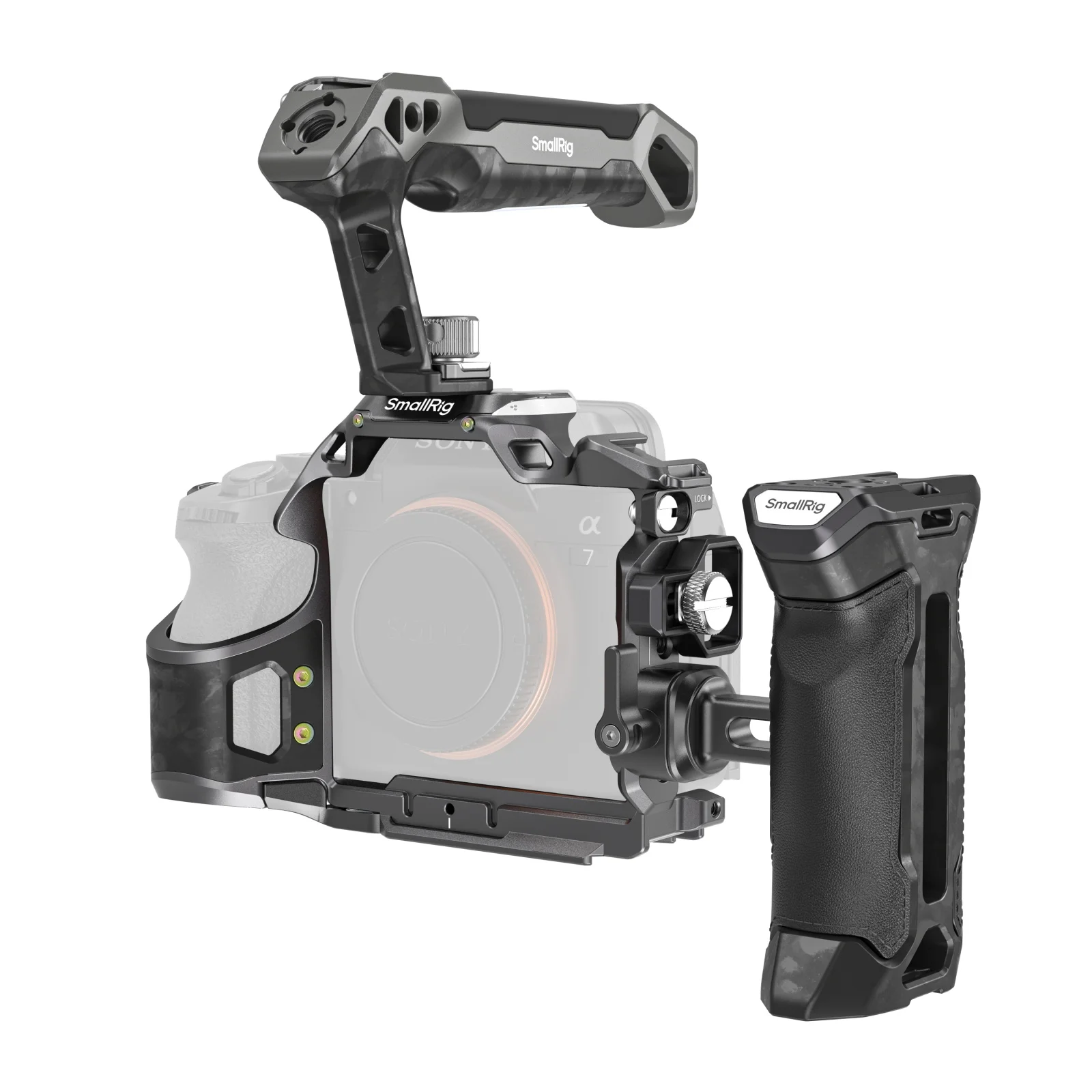 SmallRig A7 V / A7R V "Rhinoceros" kooi voor Sony Alpha 7 V / 7R V / 7 IV, met 1/4"-20 schroefdraad koude schoen voor handgrepen monitoren 6029