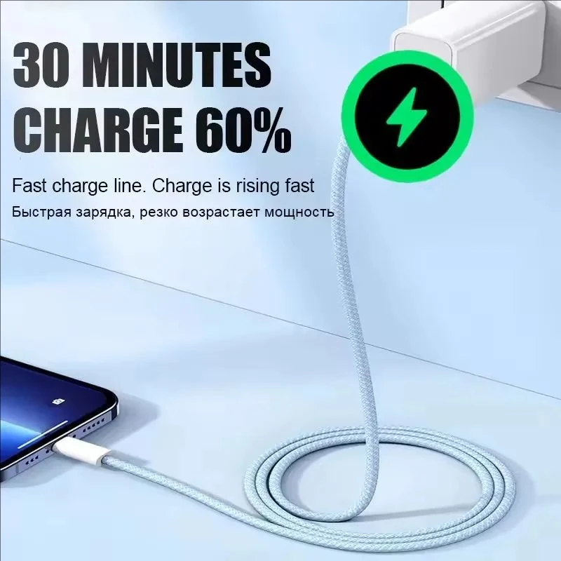 Braided Design 20W Fast Charging USB Cable For iPhone 11 12 13 Mini 14 Pro Max X XR XS Max 7 8 14 Plus Quick Charge Data Cables