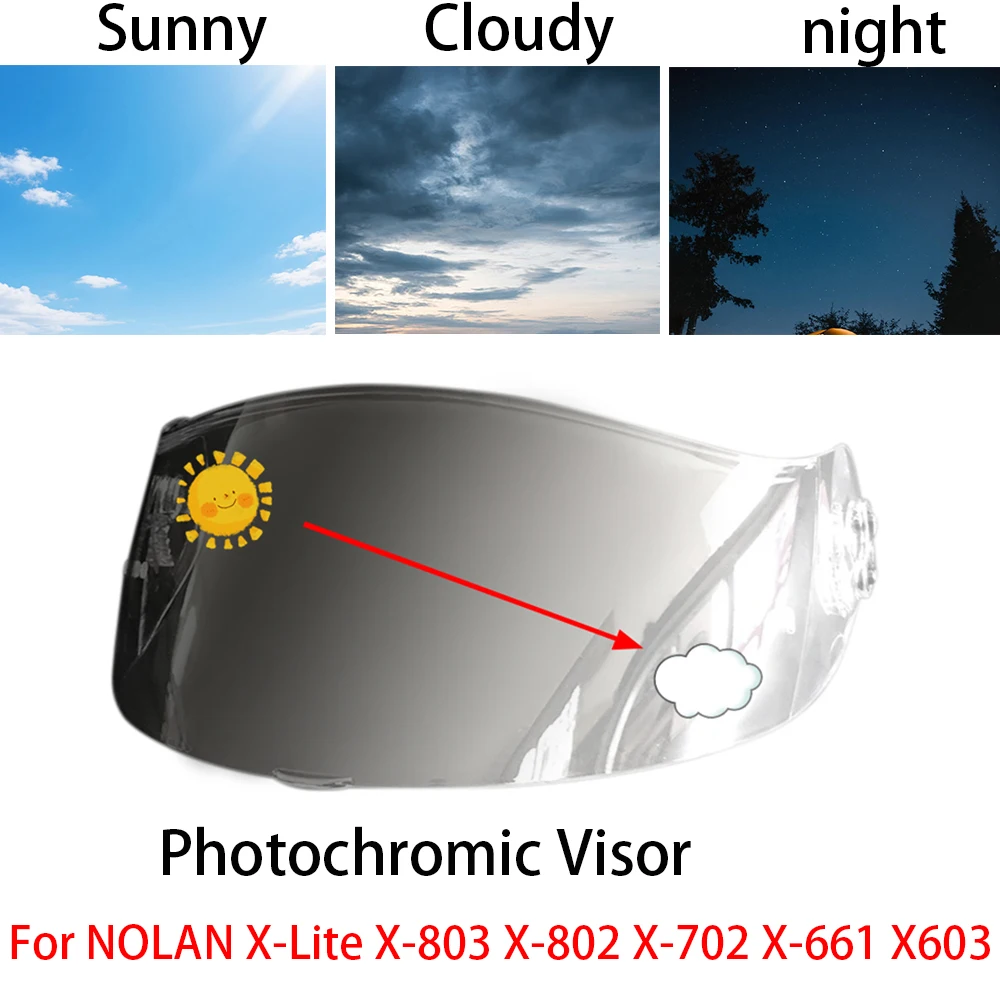 Photochromatisches Visier für NOLAN X-Lite X-803 X-802 X-702 X-661 X603 Helmbrille, Schutzscheibe, Windschutzscheibe, Zubehör