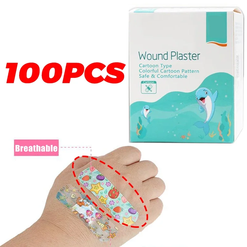 100 Stück Kinderbandagen, große Kinder, niedliche Cartoon-Bandagen, flexible Klebestreifen, medizinisch, wasserdicht, atmungsaktiv, für Kinder – Detail 10