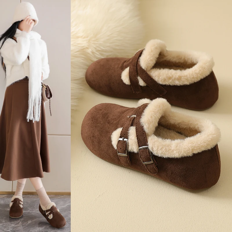 

Cotton shoes with fleece lining for warmth, stylish and versatile, fleece-lined casual women's shoes, MI05